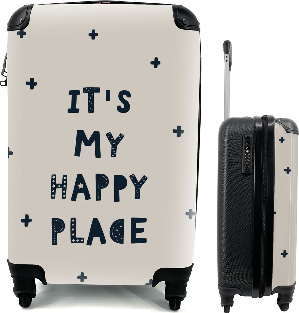 MuchoWow MuchoWow Koffer Handgepäck Trolley Rollkoffer Kleine Reisekoffer mit 4 Rollen - Zitate - Es ist mein glücklicher Ort - Sprichwörter...