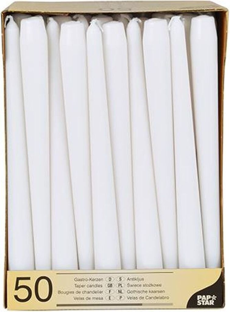 100 Papstar Leuchterkerzen Ø 2,2 cm, 25 cm weiss 17966 Produktbild 