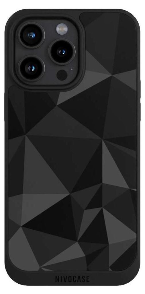 NIVOCASE Handyhülle für Apple iPhone 15 Pro Max Hülle NIVOpure Case Schwarz Abstrakt Geometric Muster