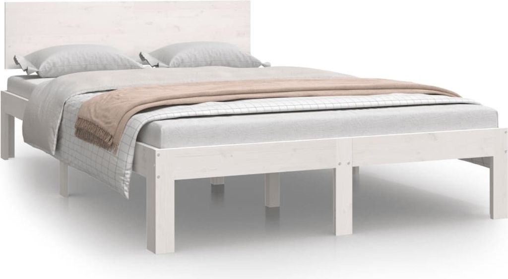 "2026 MODERNE"Massivholzbett - Bettrahmen - Bettgestell - Doppelbett - ohne Matratze Weiß 120x200 cm Kiefernholz - Polsterbett Klassische Betten C...