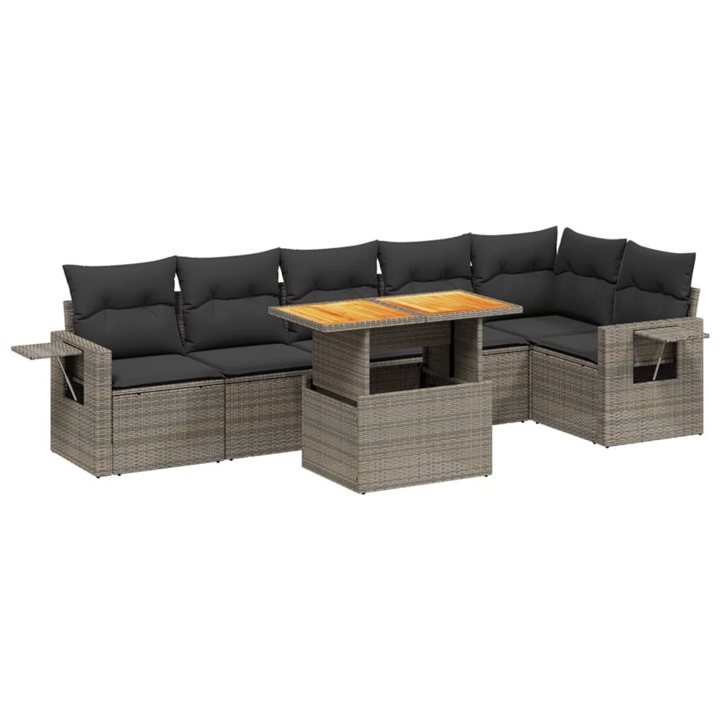"WINTER SALE" 7-tlg. Garten-Lounge-Set - elegantes Design - Sitzgruppe/Gartengarnitur - mit Kissen Grau Poly Rattan - Terassenmöbel NeuMöbel285908