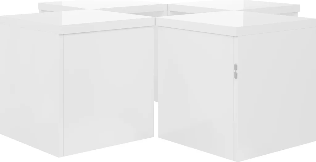 Tavolino Basso Bianco Lucido 81x81x40 cm - Fortuna Lai Componibile