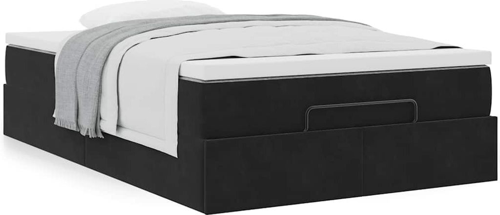 Möbel Ottoman-Bett mit Matratze Schwarz 120x190 cm Samt - Klassische Betten 3311173