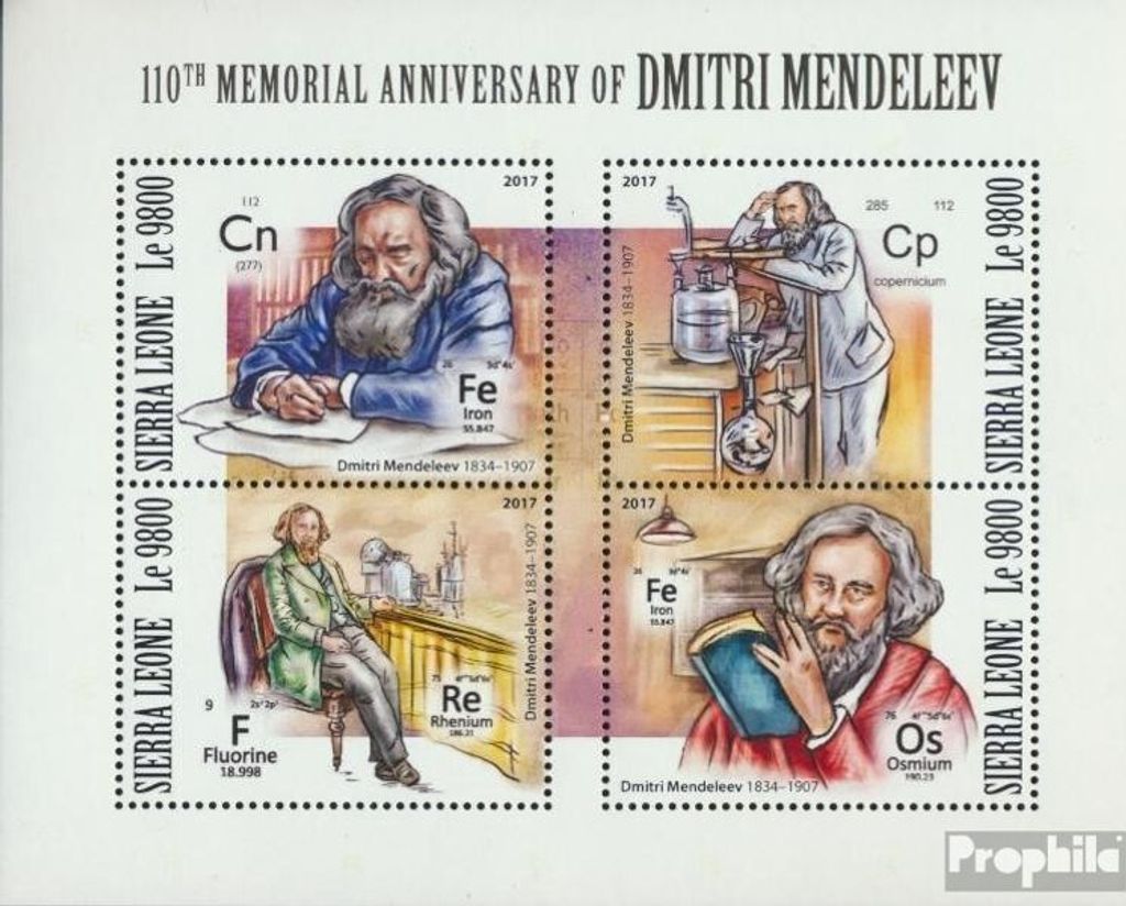 Briefmarken Sierra Leone 2017 Mi 9060-9063 Kleinbogen Produktbild 