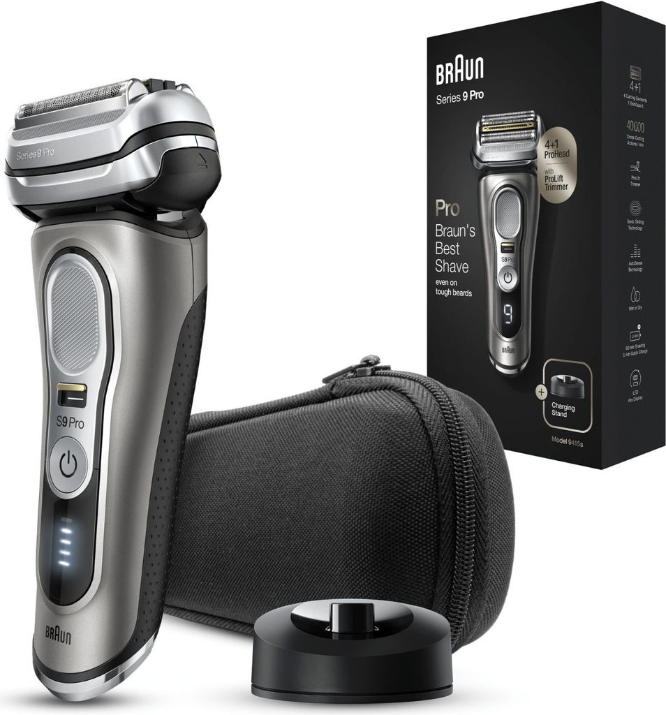 Braun Series 9 9415s, Golarka foliowa, Czarny, Srebrny, Zdjęcie produktu 