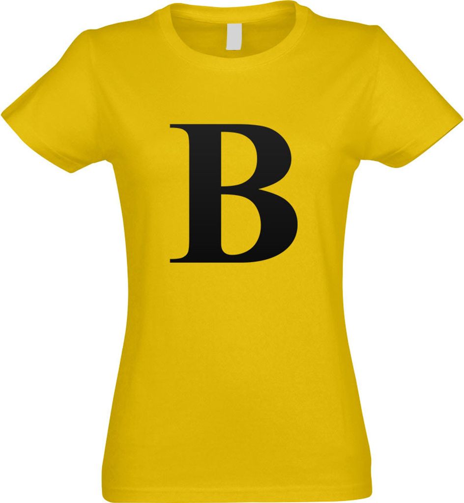 Kiwistar - T-Shirt tailliert - Damen - gelb - Buchstabe B - Alphabet - mit Motiv Bedruckt - Funshirt Design - Sport - Freizeit - Damen - L