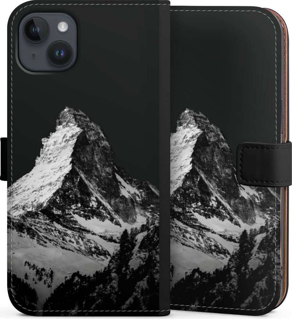 DeinDesign Klapphülle für Apple iPhone 14 Plus Handytasche Lederhülle Tasche Alpspitze Berg Schnee