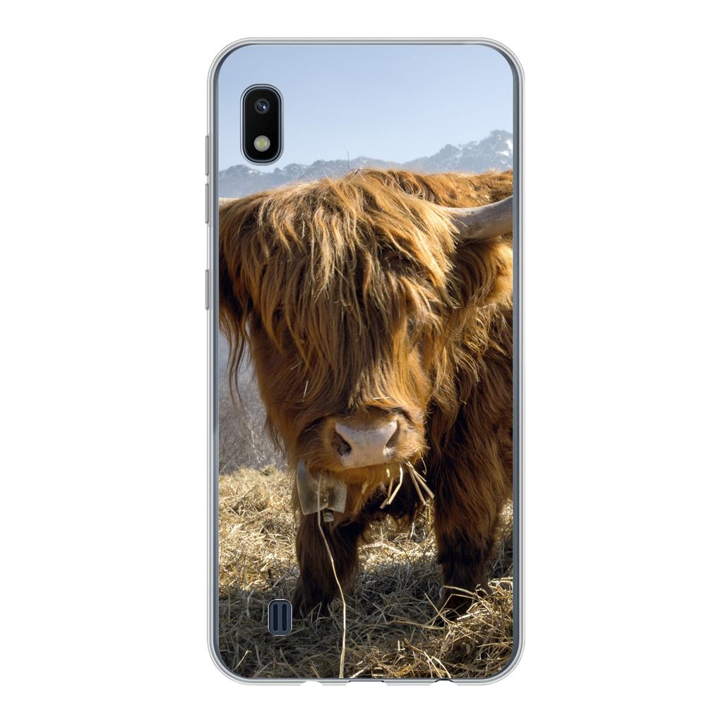 MuchoWow Handyhülle Schutzhülle Hülle für Samsung Galaxy A10 Schottischer Highlander - Berg - Schnee Silikon Softcase Handy Hülle - Schutzh...