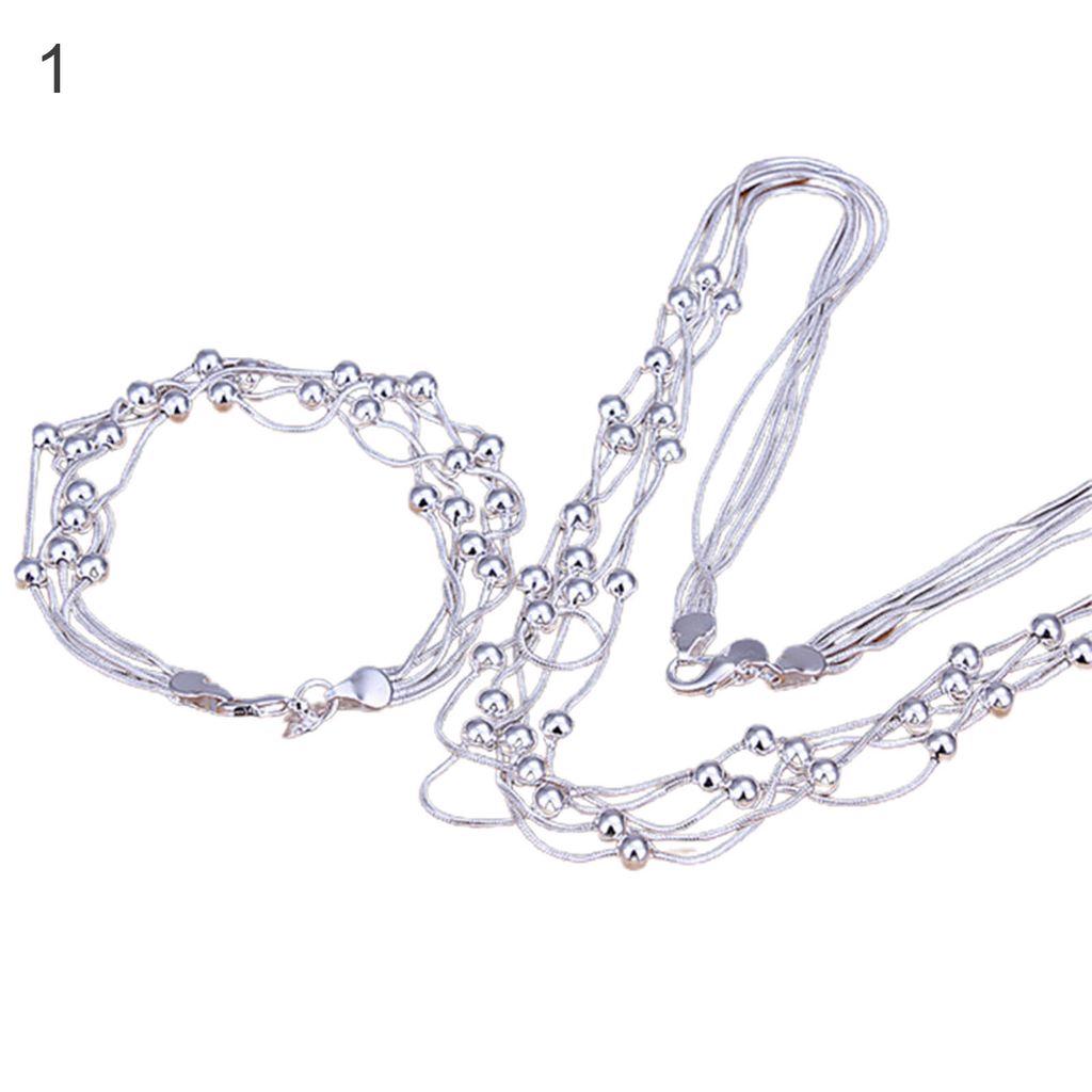 Fünfreihige Kette, bezauberndes exquisites Kupfer, feine Verarbeitung, 5-reihiges Halsketten-Armband-Set für Damen-1
