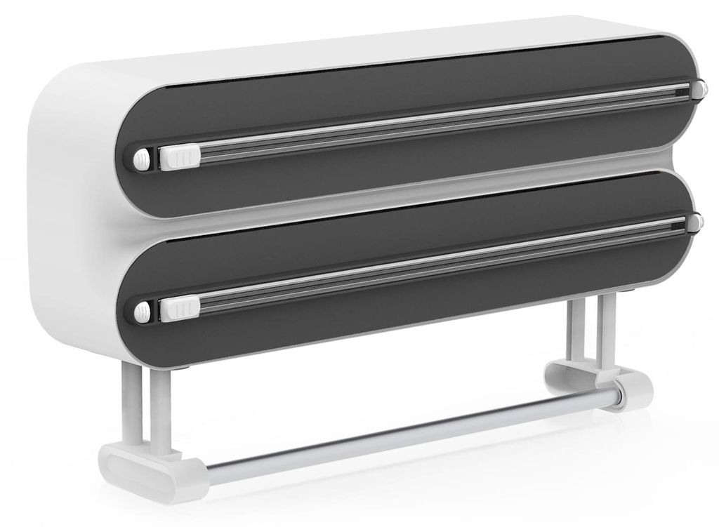 3-in-1-Spender für Frischhaltefolie mit Schneidevorrichtung, Küchenrollenhalter mit Papierhandtuchhalter, Aluminiumfolienspender und Frischhaltef...