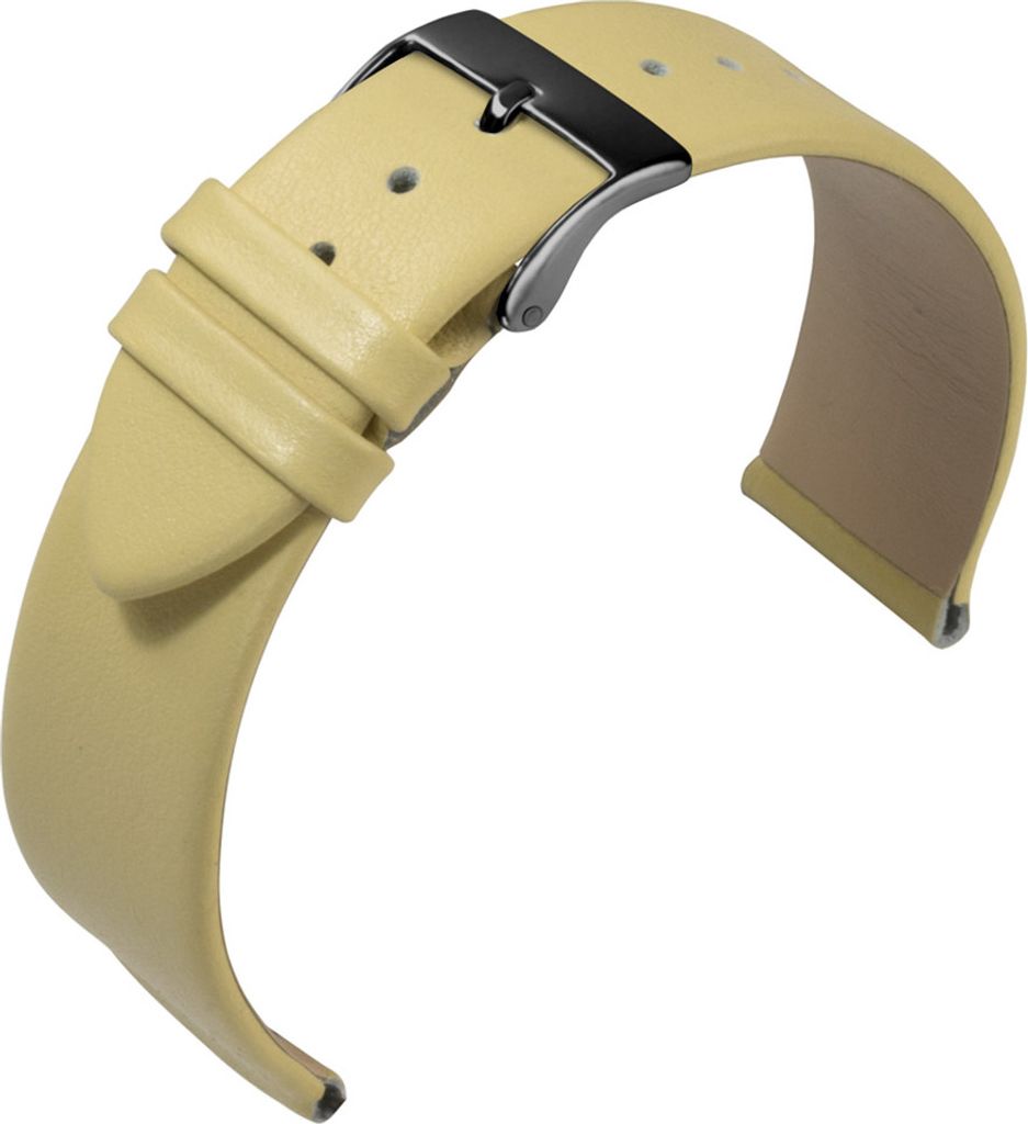 Eulit Nappa Fashion > Uhrenarmband hautfreundlich gelb Kalbsleder matt, Stegbreite:18mm, Schließe:Schwarz