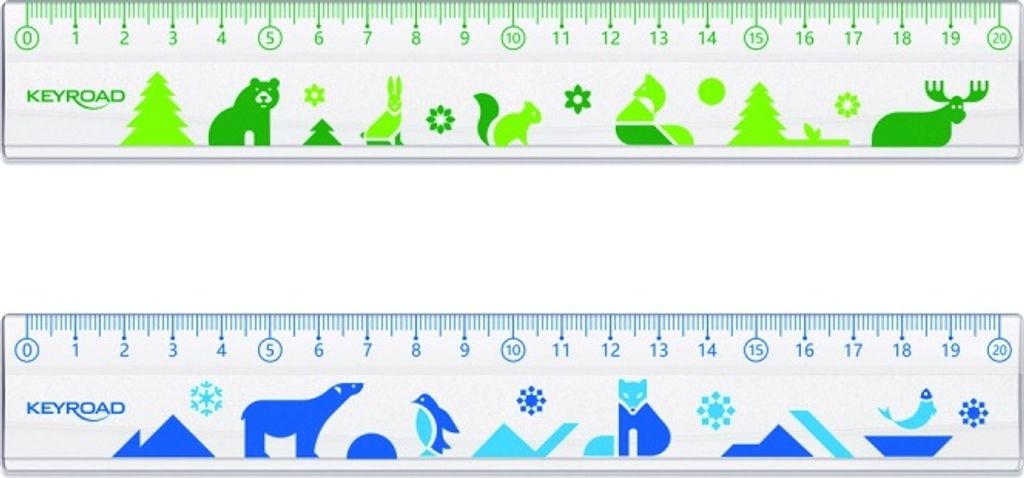 Transparentes Kunststofflineal mit Aufdruck, 20 cm – Keyroad