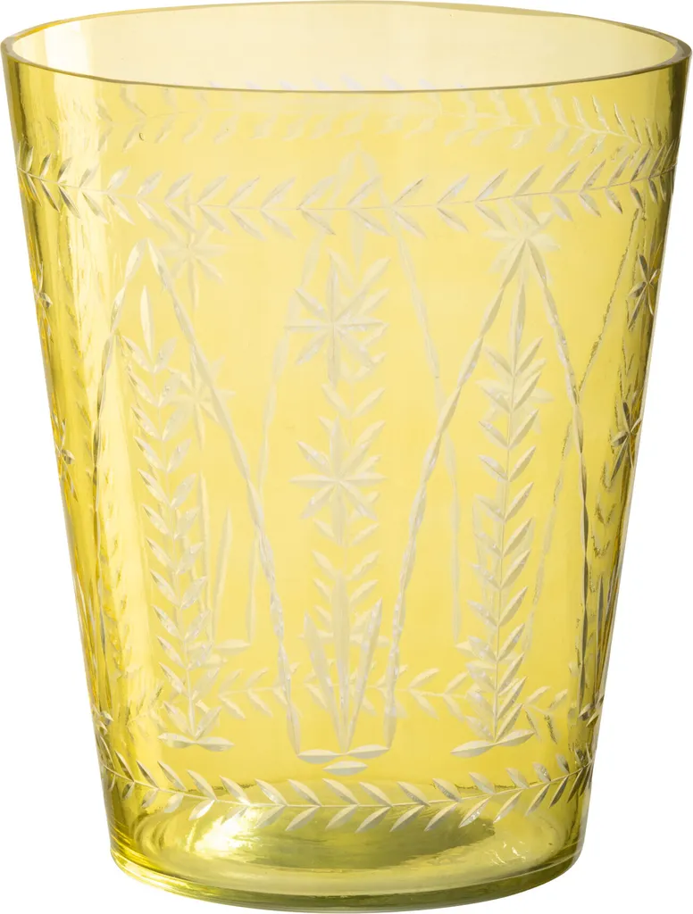 J-Line Vase Tarifa en Verre Jaune - Décoration Artisanale d'Intérieur