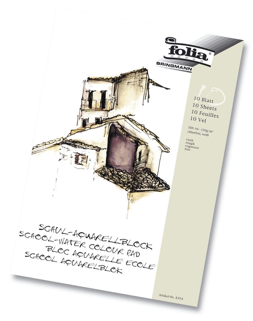 Folia 8354 Bloc aquarelle scolaire 150 g/qm DIN A4 blanc 10 Image du produit 