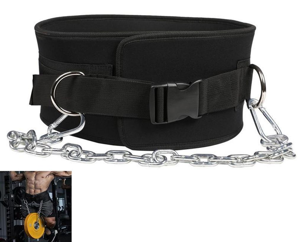 2 in 1 Gewichthebergürtel Dip-Gürtel mit langer Stahlkette, Produktbild 