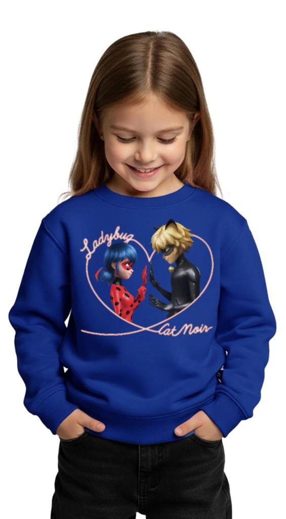 Spreadshirt Miraculous Ladybug Und Cat Noir Herz Kinder Premium Pullover, 122/128 (6 Jahre), Royalblau