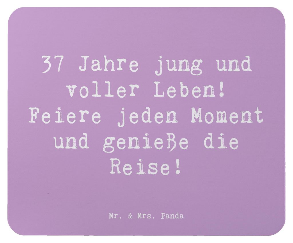 Mr. & Mrs. Panda Mouse Pad Spruch 37. Geburtstag Lebensfreude - Lavendeltraum - Geschenk, handgefertigt, Mauspad, Geburtstagsspruch, computer mouse...