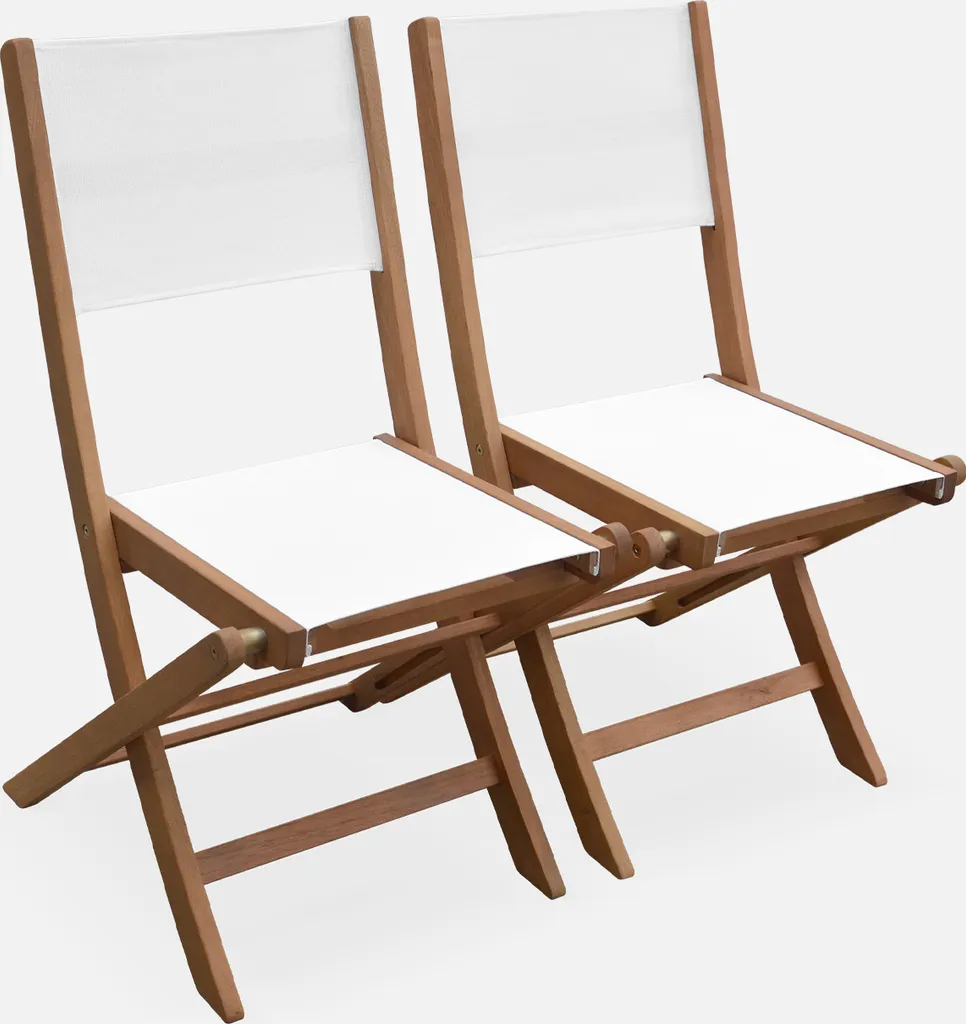 Set 2 Sedie Giardino Pieghevoli Legno Bianco | Qualità Artigianale