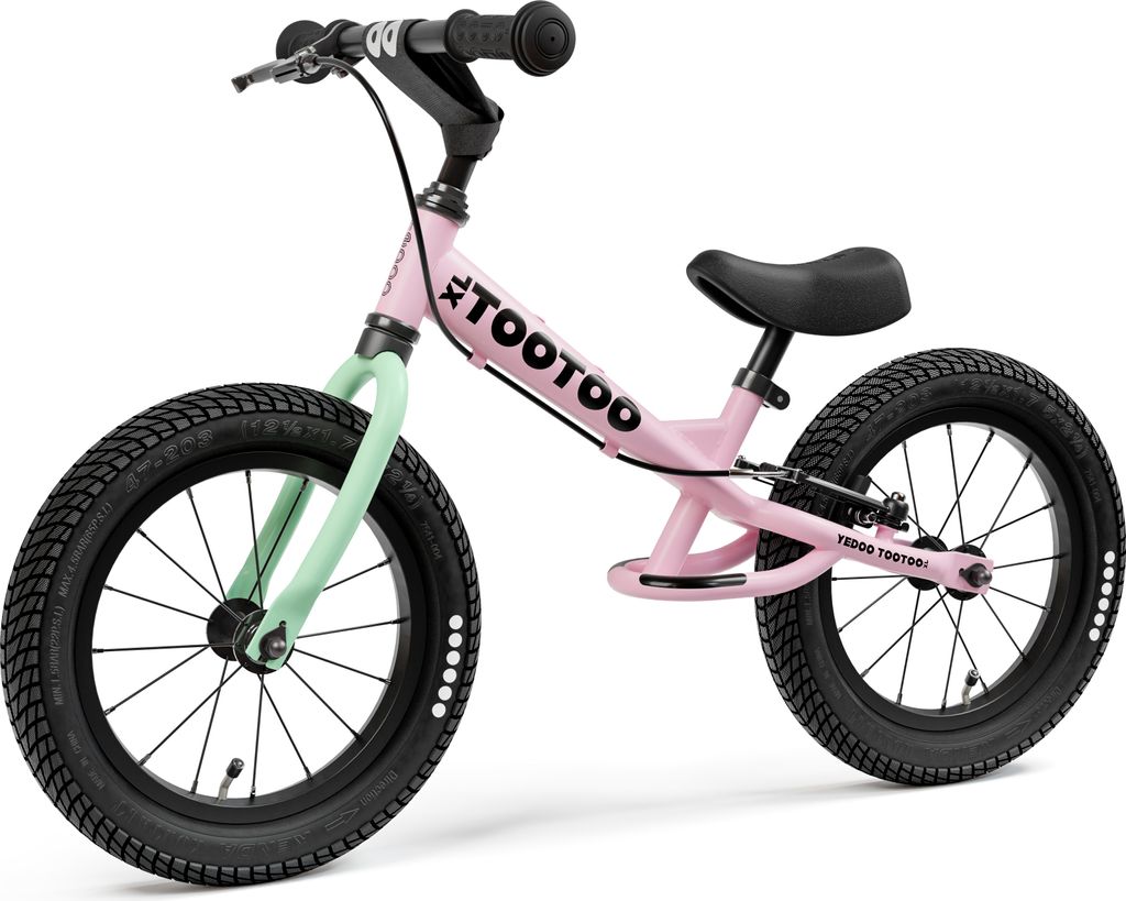 Yedoo TooToo XL - Laufrad für Kinder ab 3 Jahre, mit Luftreifen 12/12, Bremse und verstellbarem Lenker, Rosa