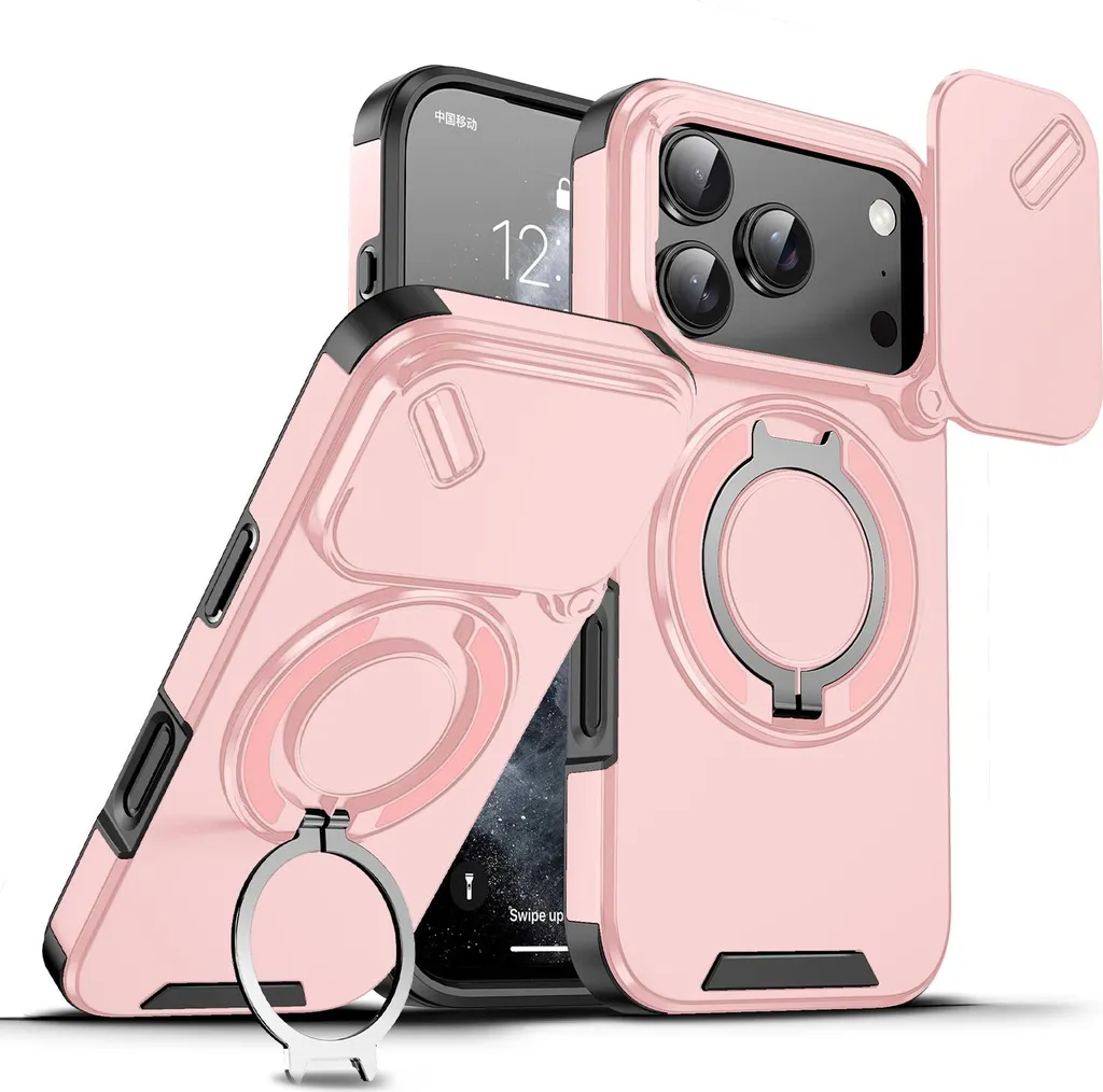 Cover Protettiva iPhone 17 Pro Rosa | Anello Stand e Copri Obiettivo
