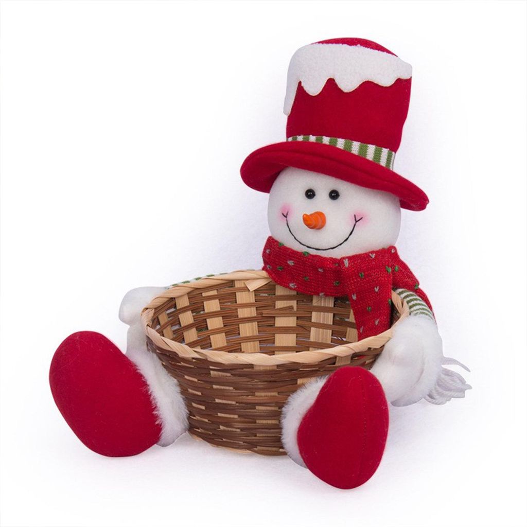 Schneemann Süßigkeitenkorb, niedlicher Weihnachtskorb mit kurzen Beinen, für Home Decor, Kindergeschenk, 20cm