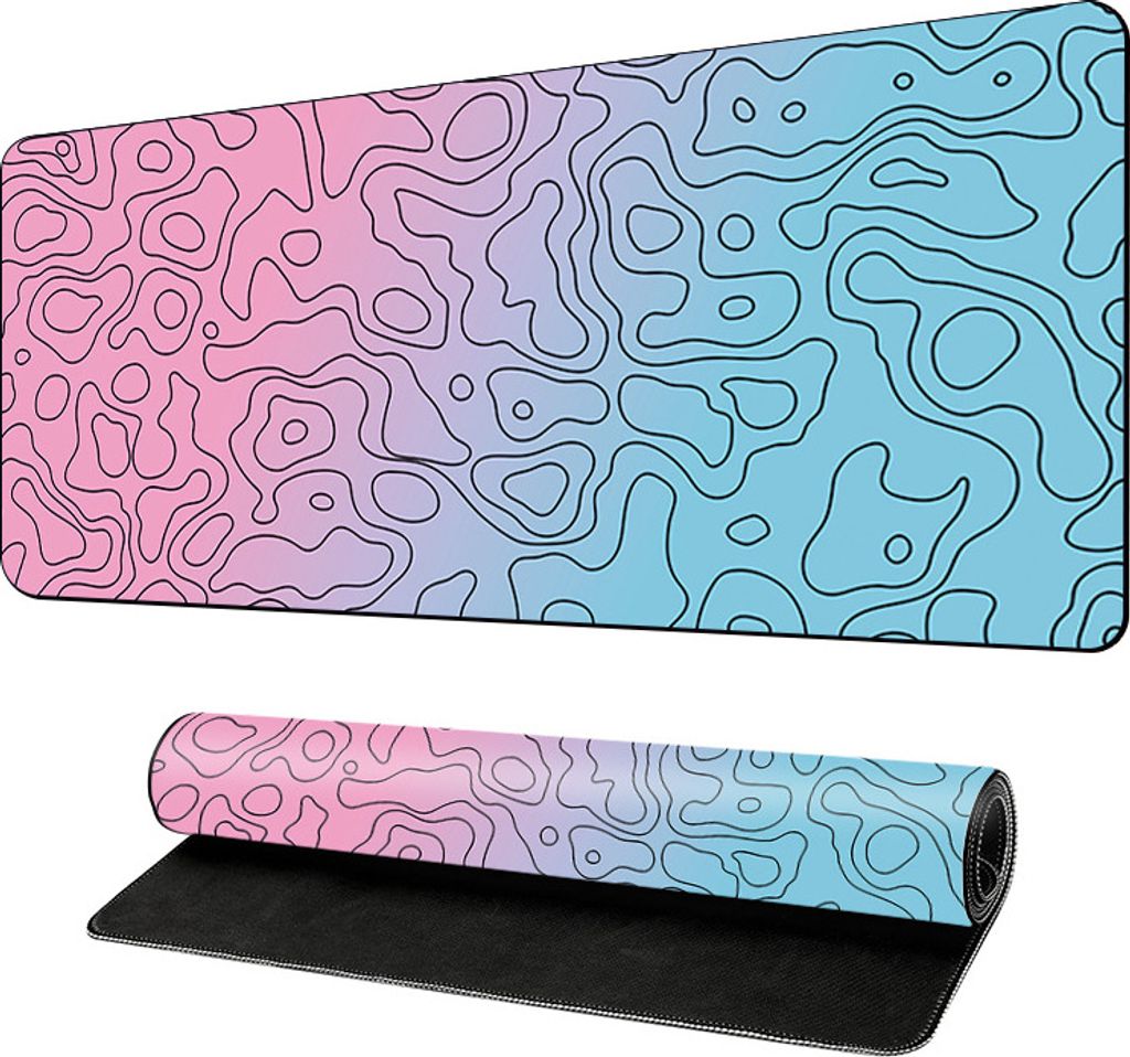 INF Künstlerisches Mauspad mit Blumenmuster Rosa + Blau L