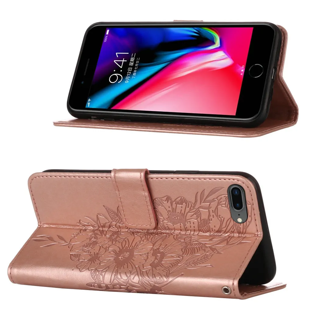JIAXIUFEN Custodia IPhone Plus 6.7 Pollici – Farfalla Oro Rosa Con Glitter, Trasparente Antiurto