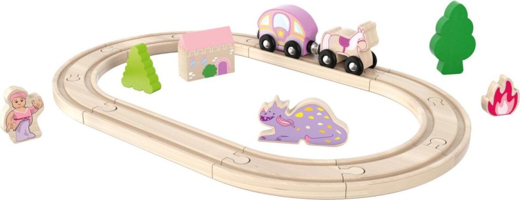 Playtive Bahnset 18-tlg. Holzspielzeug Bahnset Prinzessin Produktbild 