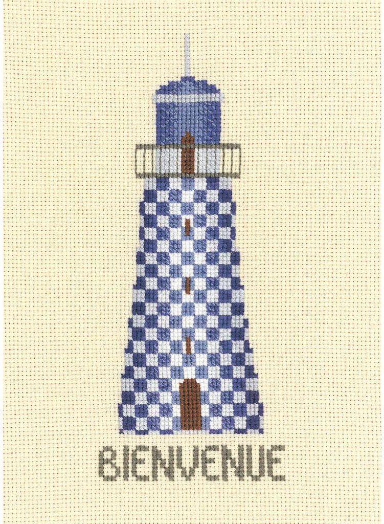 Le Bonheur des Dames Kreuzstich Set "Blauer Willkommensleuchtturm", Zählmuster, 6x14,5cm