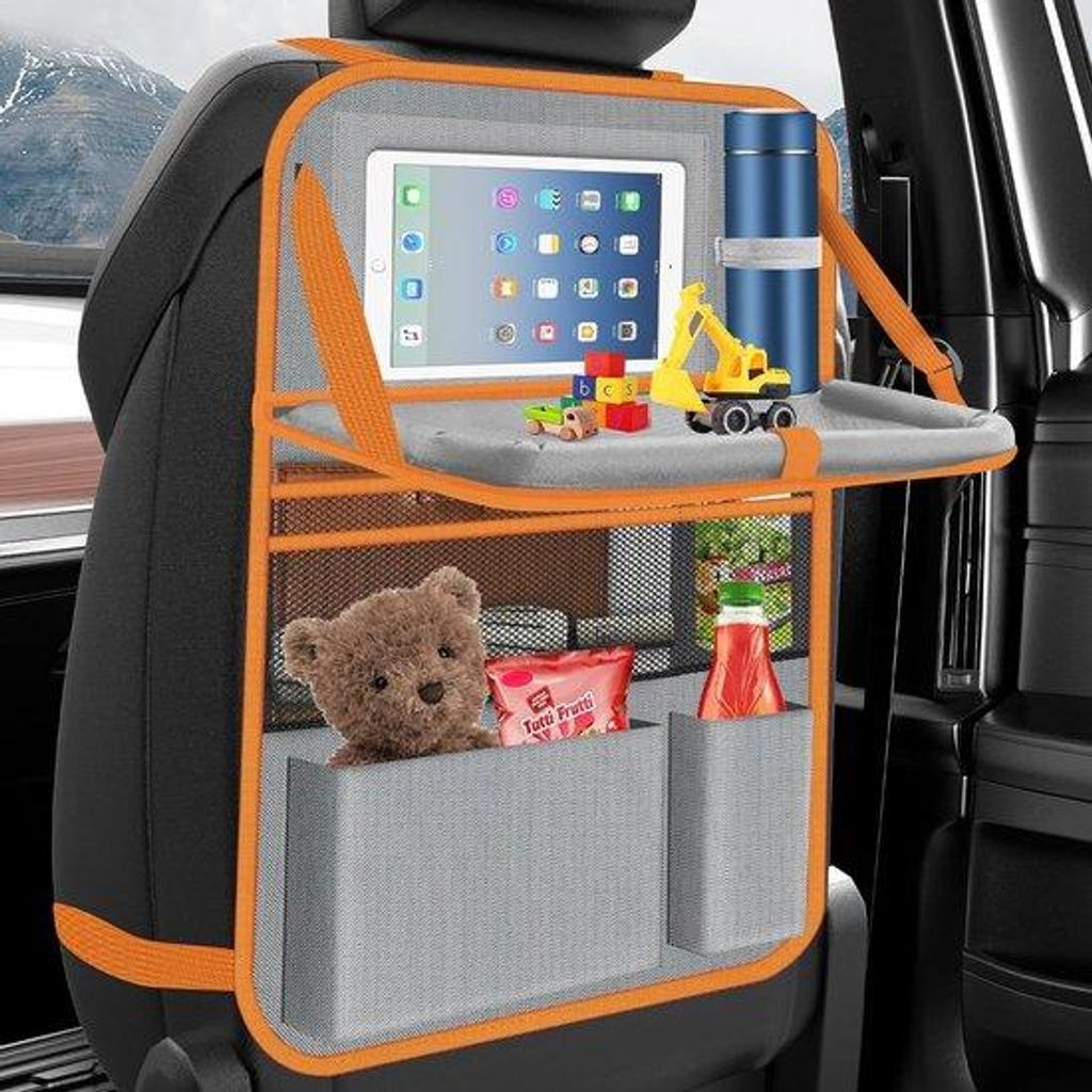 Kinder-Sitzplatz-Organizer mit großem Rückenlehnenabdeckung, multifunktional, wasserdicht, Beifahrer-Sitzplatz-Box mit Klappfläche, Tablet-Stän...