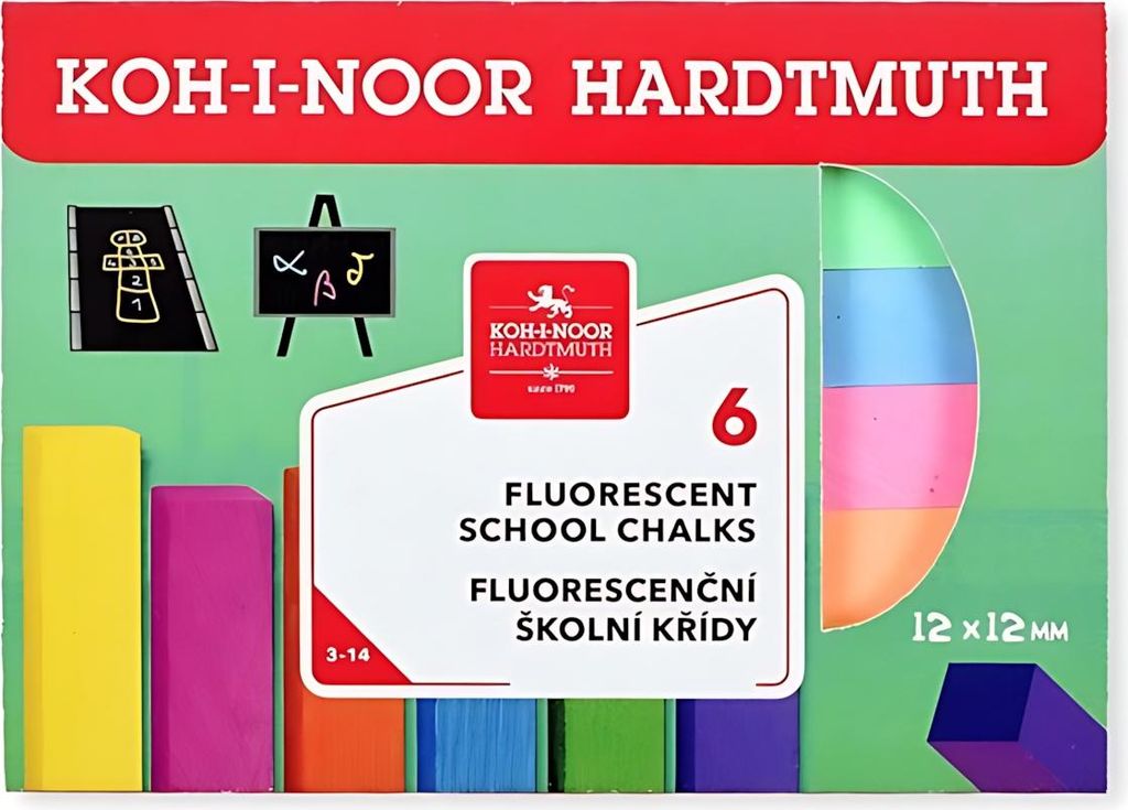 Koh-i-noor Schulkreiden fluoreszierend 6 Stück - 1 Packung