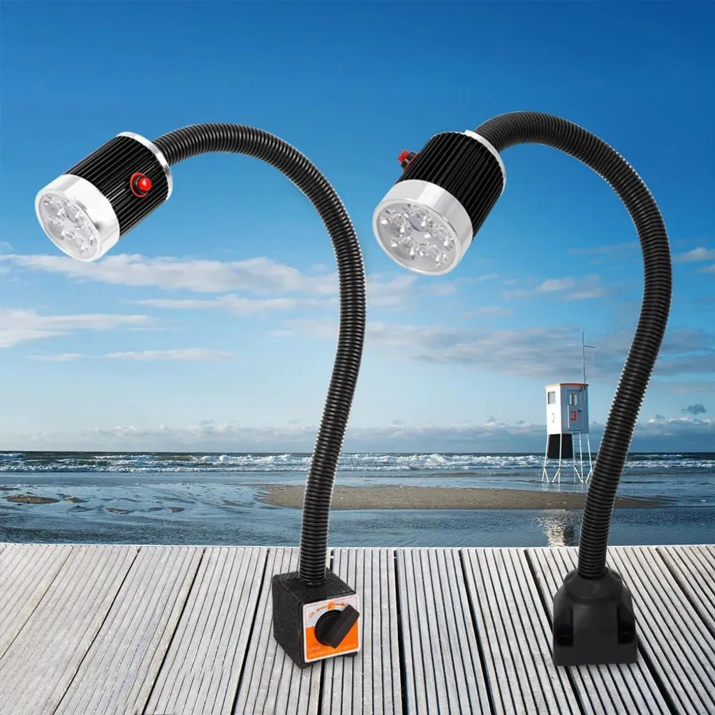 Lampe machine CNC LED 5W 220V avec socle fixe et bras flexible noir - 3