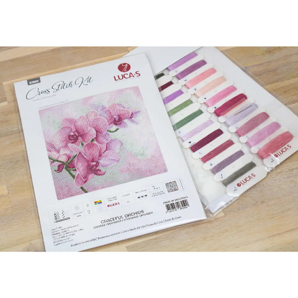 Tableau broderie point de croix compté Orchidées gracieuses 25cm - 2