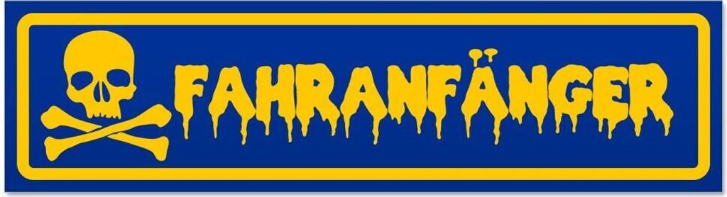 Kiwistar - Autoaufkleber - Blau - 45 x 12 cm - Fahranfänger Totenkopf - Hinweis Aufkleber Sticker für Auto, Kfz, Fahrrad, PKW, LKW
