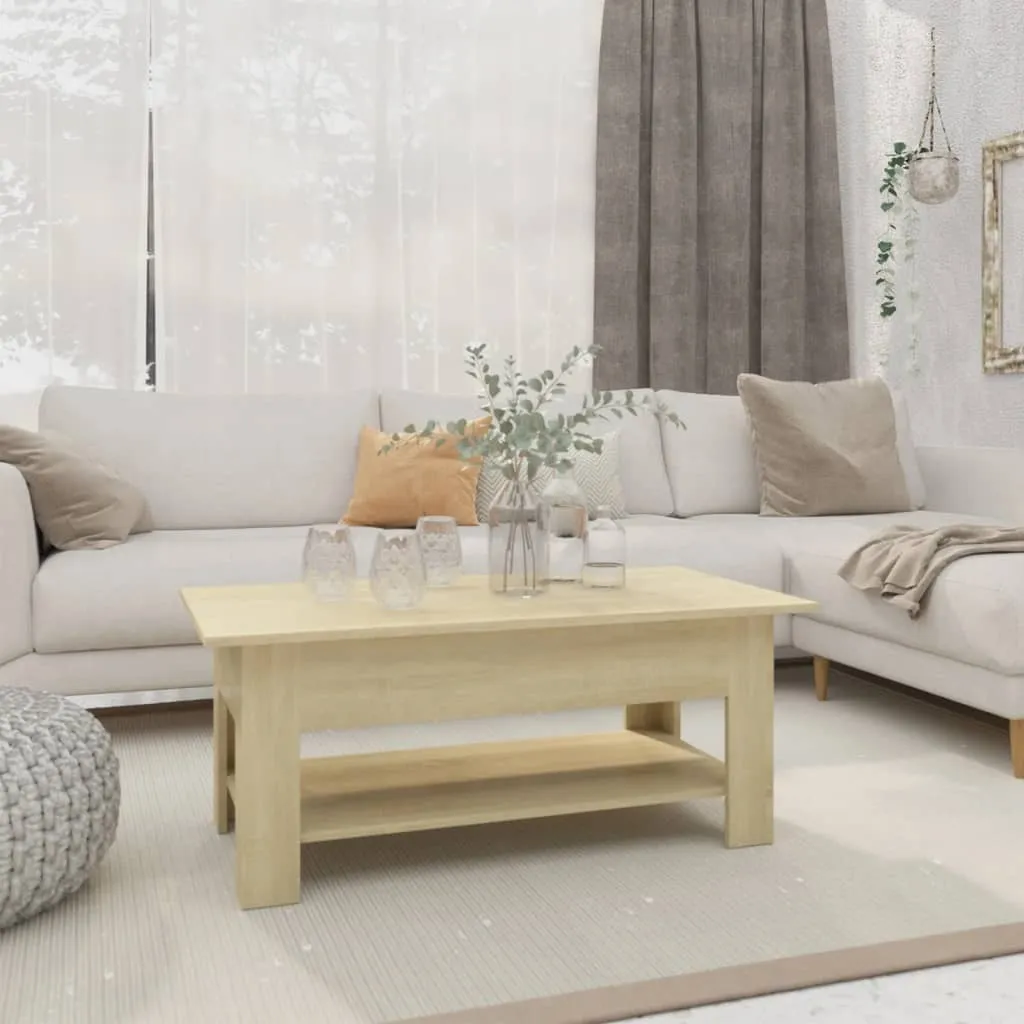 Coffee Table Rovere Sonoma 102x55x42 cm | Tavolino per Aperitivi Casa