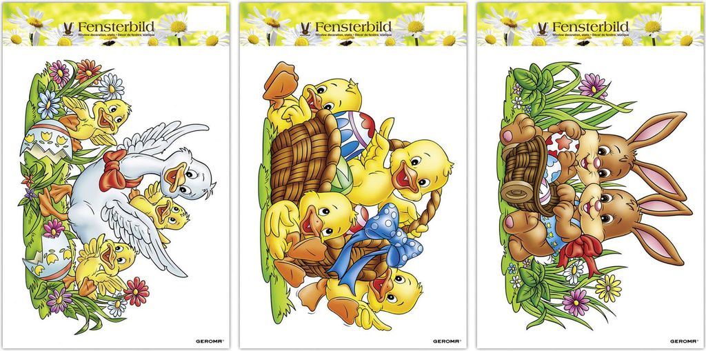 Osterdeko Fensterbild mit Ostermotiv 21 x 32 cm bunt