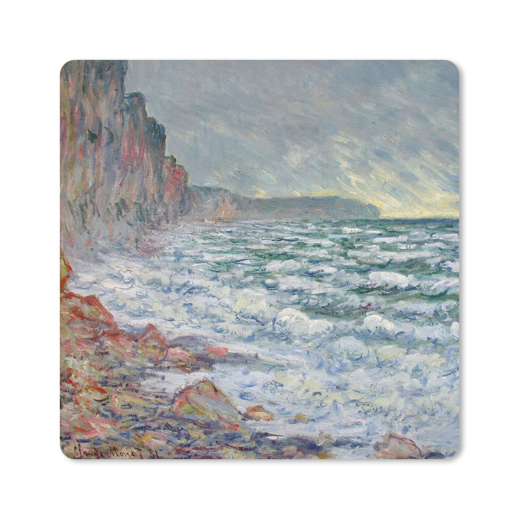 MuchoWow Mauspad Mousepad Fecamp am Meer - Claude Monet 20x20 cm - Mousepads - Maus Mat - Pad - Mausunterlage - Desk Mat - Bureauartikeln