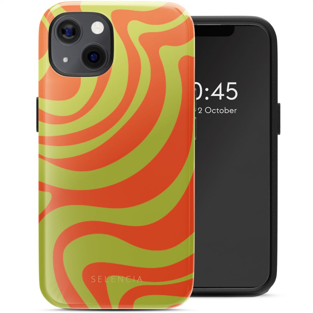 Selencia Vivid Rückabdeckung mit MagSafe iPhone 13 - Wavy Swirl Orange Fern