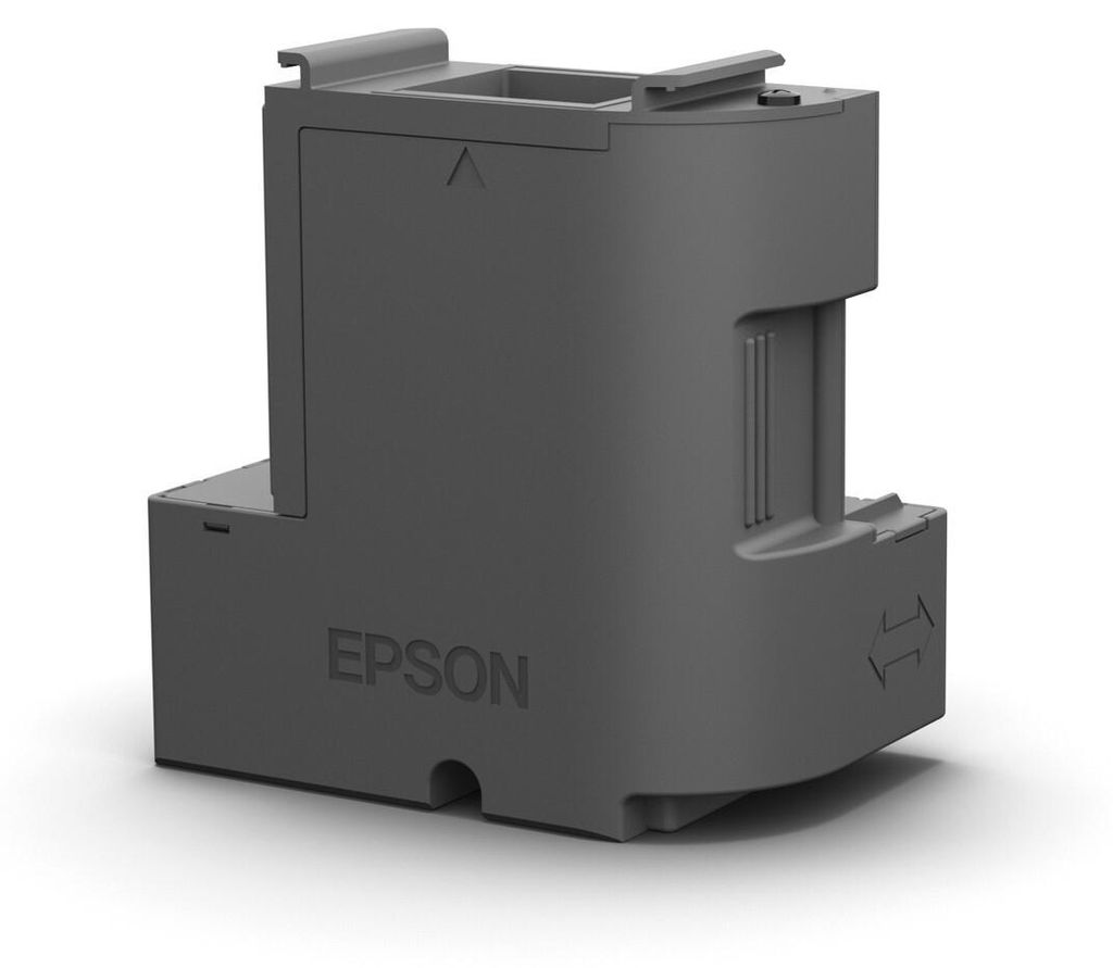 A gray Epson ink maintenance tank is shown against a white background.