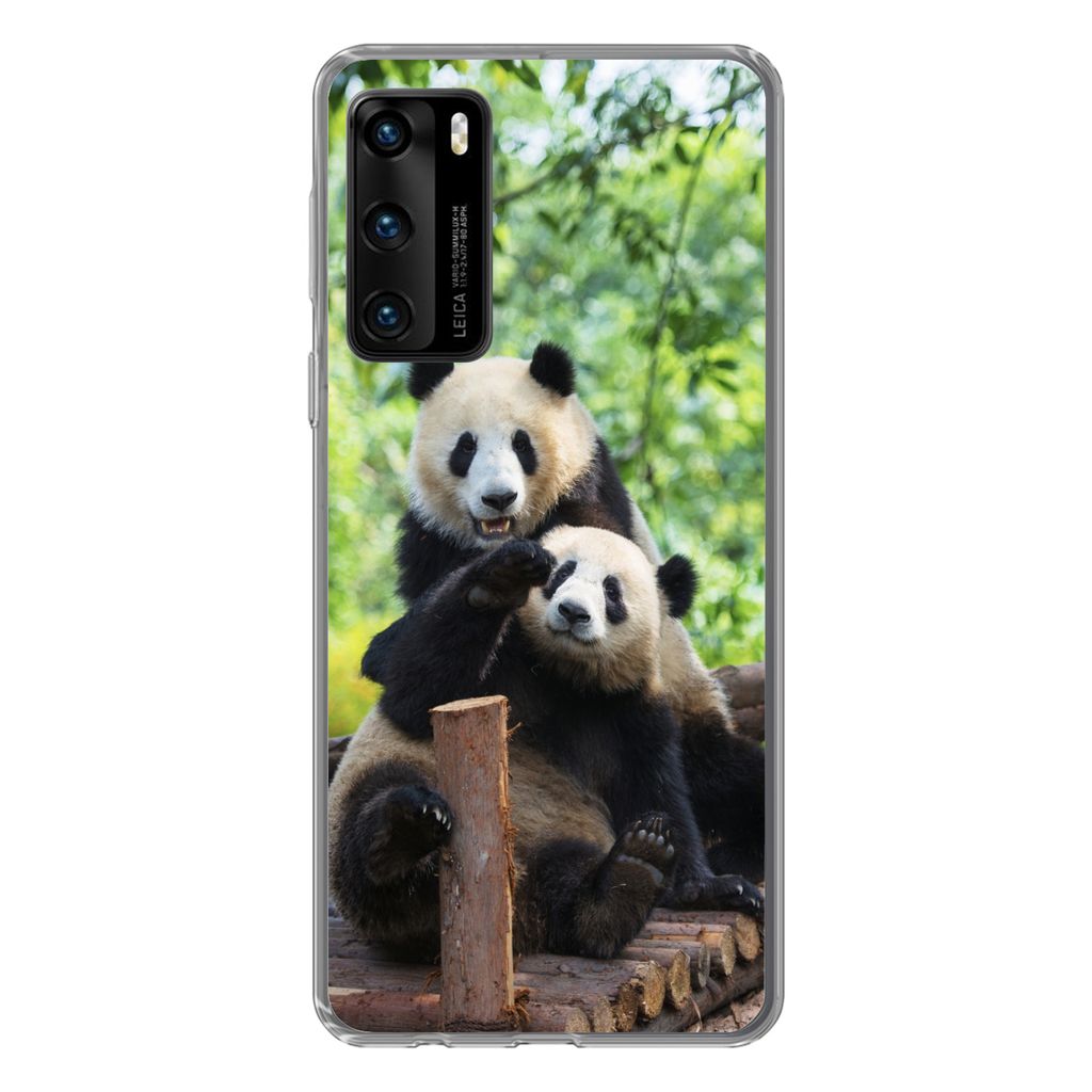 MuchoWow Handyhülle Schutzhülle Hülle für Huawei P40 Panda - Brücke - Natur Silikon Softcase Handy Hülle - Handytasche
