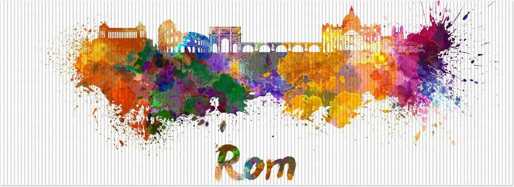 Wallario Duschmatte Antirutschmatte Badmatte Fußmatte Städte als Aquarell - Skyline von Rom, Größe ca. 180 x 65 cm