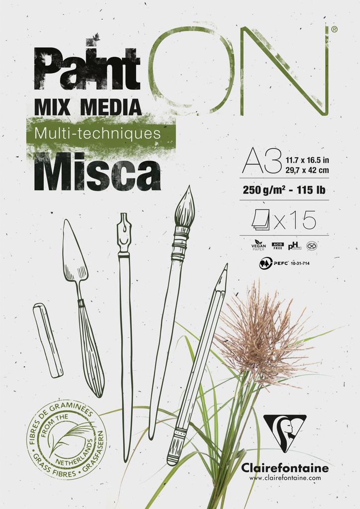 Clairefontaine 2x PaintON Misca, Block A3 15 Blatt 250g, Mixed Media 976122C