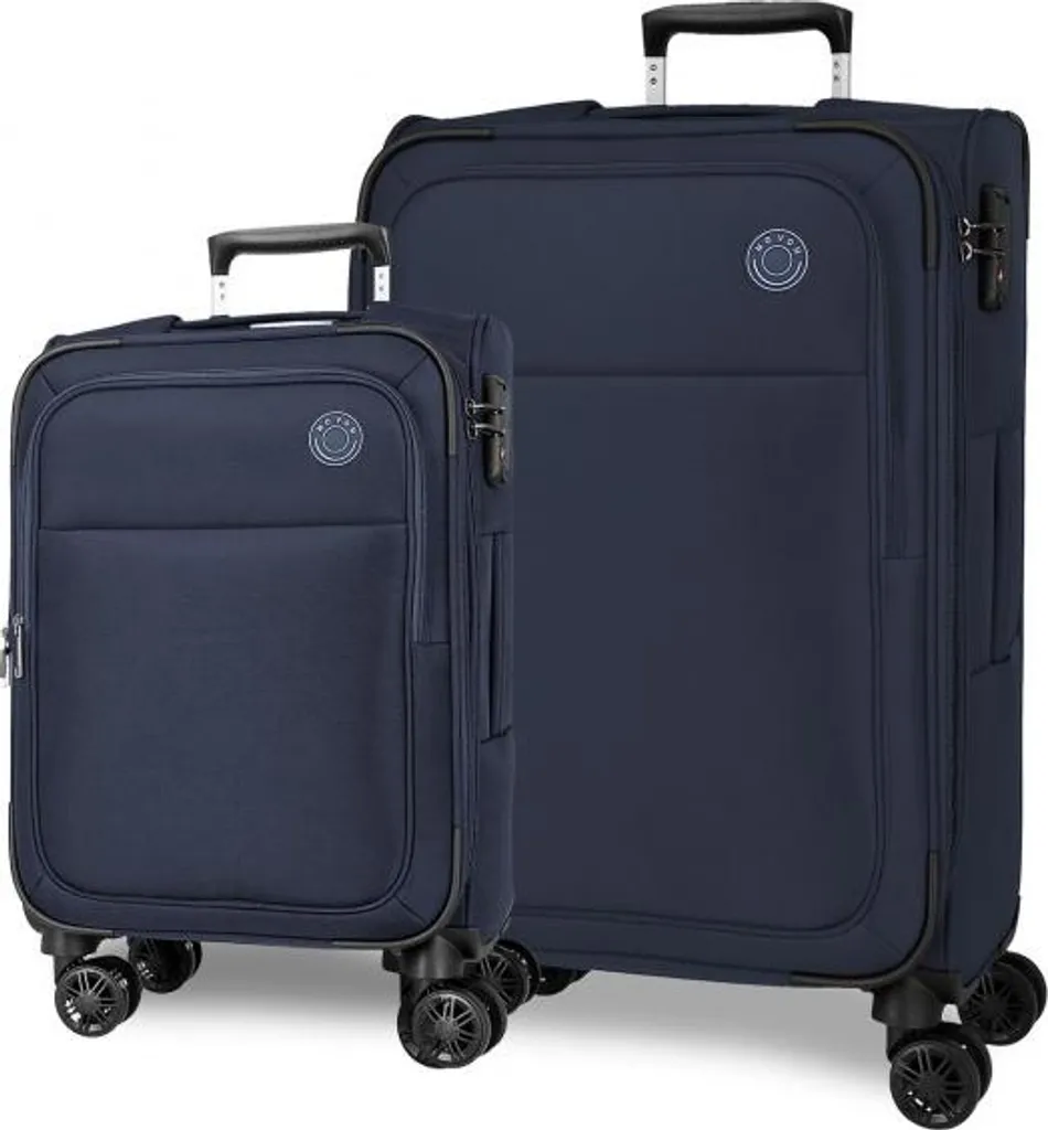 Valises de Luxe MOVOM Atlanta en Textile Bleu - Lot de 2 avec 4 Roues