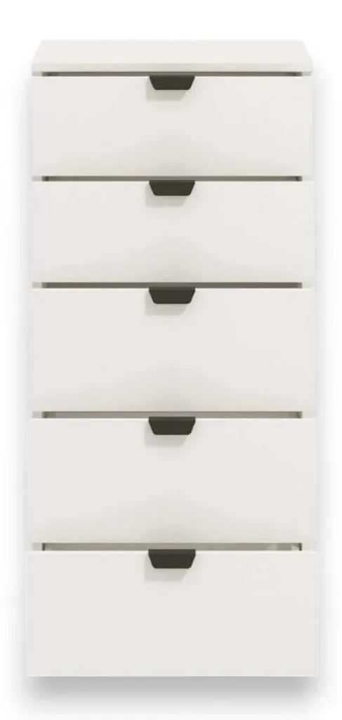 Commode moderne en aggloméré bilaminé blanc mat, 45x40x95 cm Duero