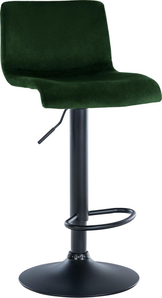 Barhocker PESAN - Samt Grün 39x36x83 cm Schwarz | Barstuhl Höhenverstellbar Mit Lehne Drehbar Tresenhocker Tresenstuhl Kneipenhocker Kneipenstuhl