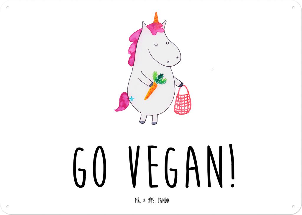 Mr. & Mrs. Panda tafel Einhorn Vegan DIN A4 - Weiß - Geschenk, Veganer, Blechschild, Gesund essen, Wandbild, Rohkost, Unicorn, Leben, Türschild, ...