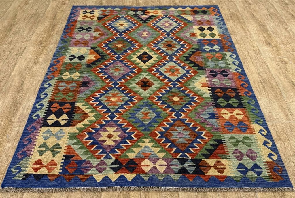 Teppich KELIM ORIGINAL | Farbe: Multi; Größe: 151x196 cm | strapazierfähig und leicht zu reinigen | Wohnzimmer | Schlafzimmer