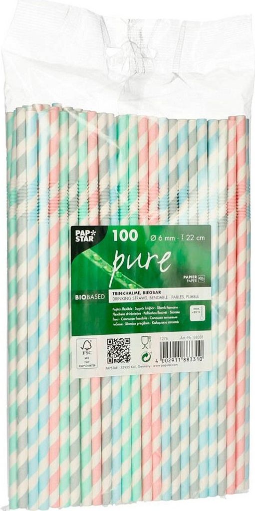 Papstar 88331, Różne kolory, Papier, 220 mm, 6 mm, 100 szt. Zdjęcie produktu 