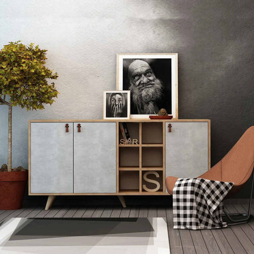 Buffet Prilika Skye Decor en chêne | Meuble de salon de 140 cm
