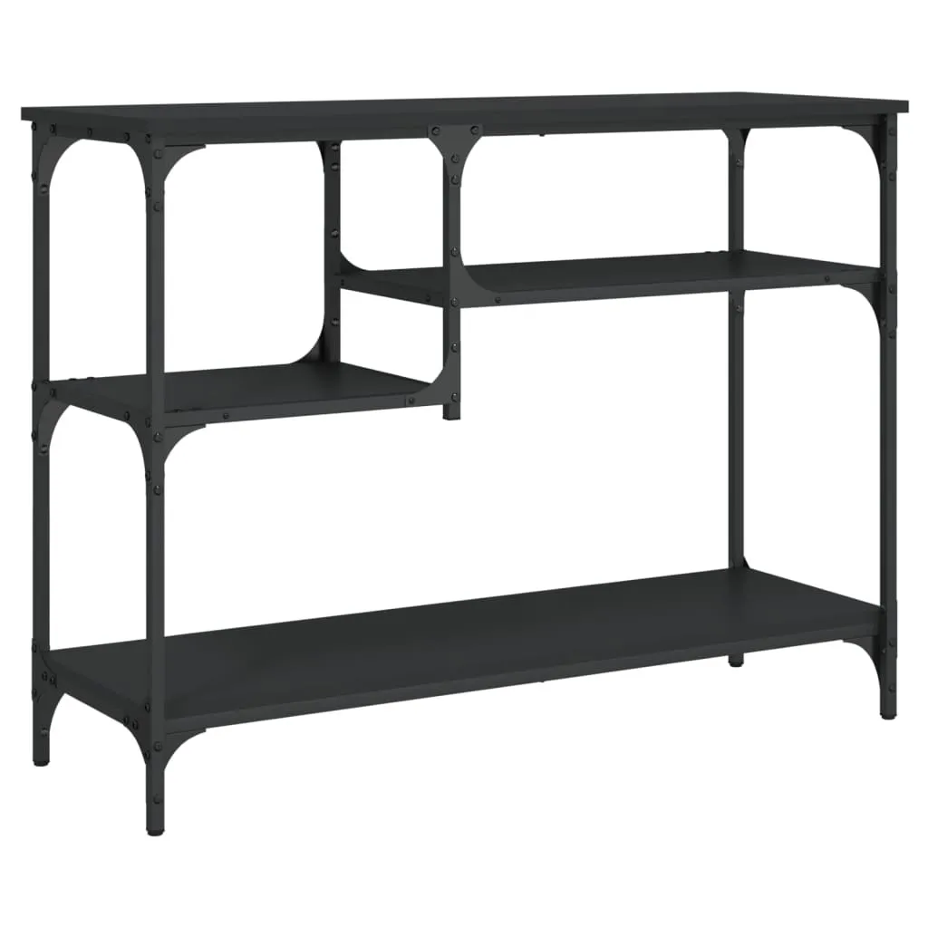Tavolo consolle con ripiani nero 100x35x75 cm